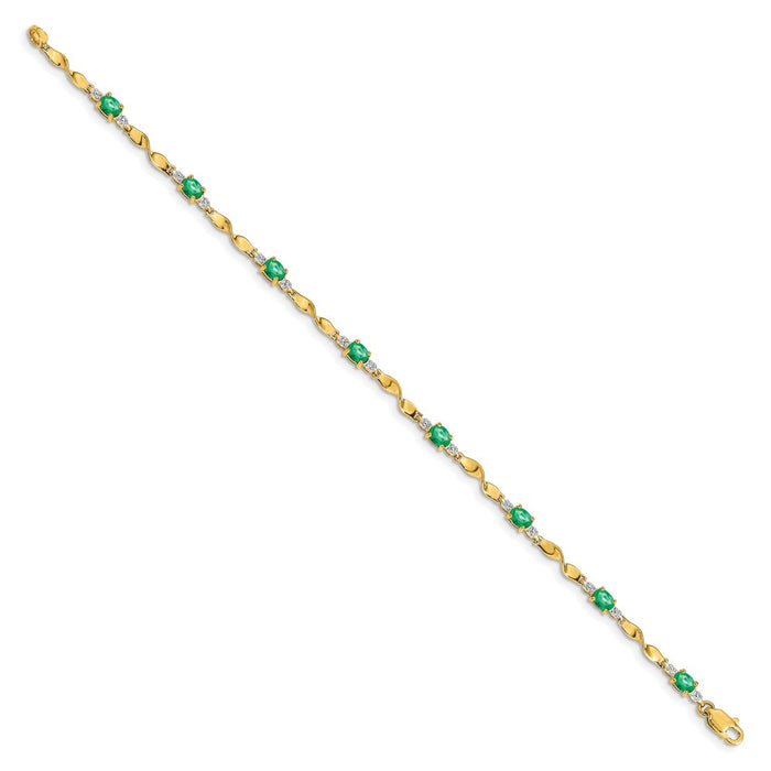 Buy Stylish 14K Gold Oval Emerald & Diamond Bracelet - Luxury Value Jewelry-2