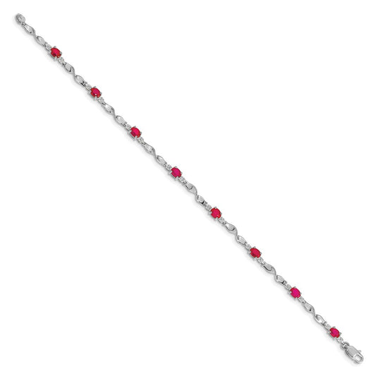 Buy Stylish 14K White Gold Ruby & Diamond Bracelet - 7.5" Luxury Design