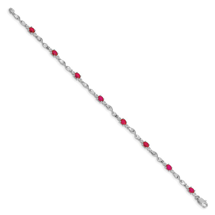 Buy Stylish 14K White Gold Ruby & Diamond Bracelet - 7.5" Luxury Design-2