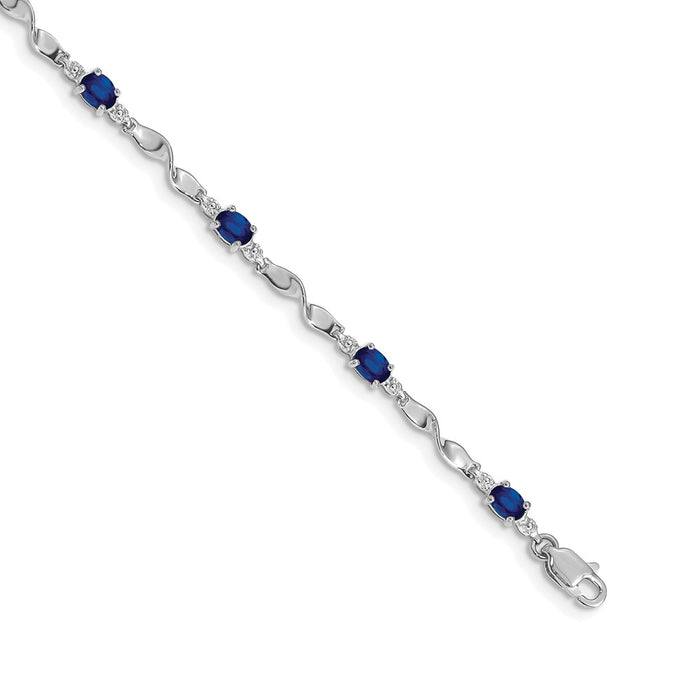 High-Quality 14K White Gold Sapphire & Diamond Bracelet - Stylish Luxury Value-1