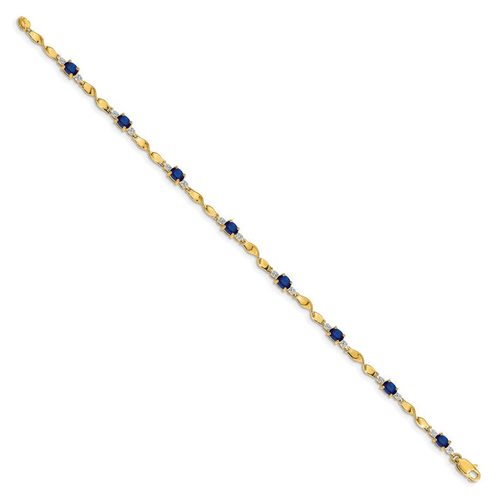 Exclusive 14K Gold Bracelet with Oval Sapphire & Diamond Accents - Stylish Value-2