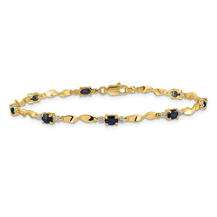 Exclusive 14K Gold Bracelet with Oval Sapphire & Diamond Accents - Stylish Value-3