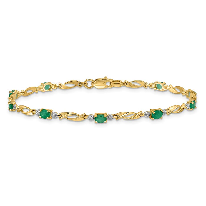 Exclusive 14K Gold Bracelet with Oval Emerald & Diamond Accents - Stylish Value-3