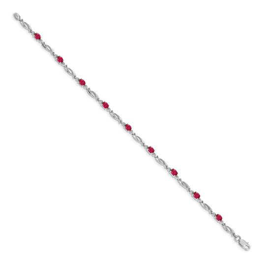 Shop Exclusive 14K White Gold Ruby & Diamond Bracelet - Stylish Luxury Value