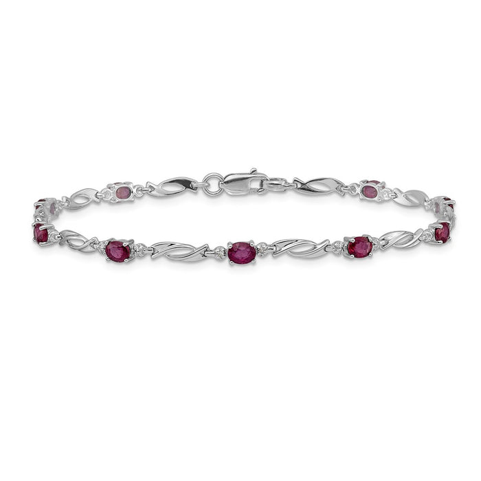 Shop Exclusive 14K White Gold Ruby & Diamond Bracelet - Stylish Luxury Value-3