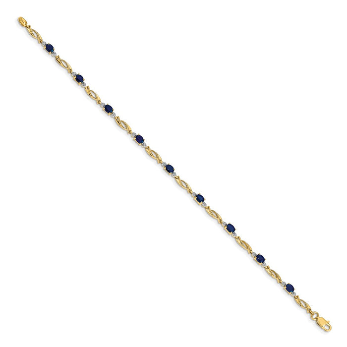 Exclusive 14K Gold Oval Sapphire & Diamond Bracelet - Stylish Luxury Value-2