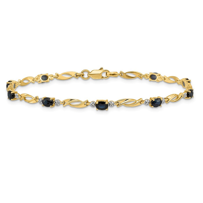 Exclusive 14K Gold Oval Sapphire & Diamond Bracelet - Stylish Luxury Value-3