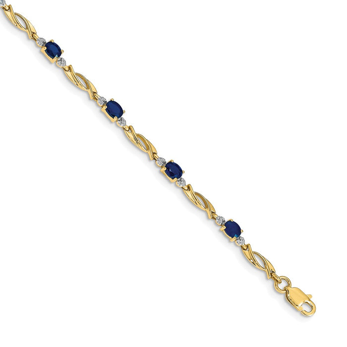 Exclusive 14K Gold Oval Sapphire & Diamond Bracelet - Stylish Luxury Value-1