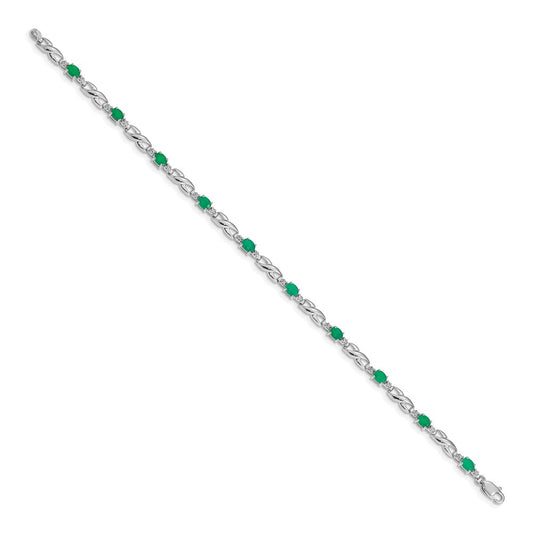 Shop Exclusive 14K White Gold Bracelet with Emeralds & Diamonds - Stylish Value!