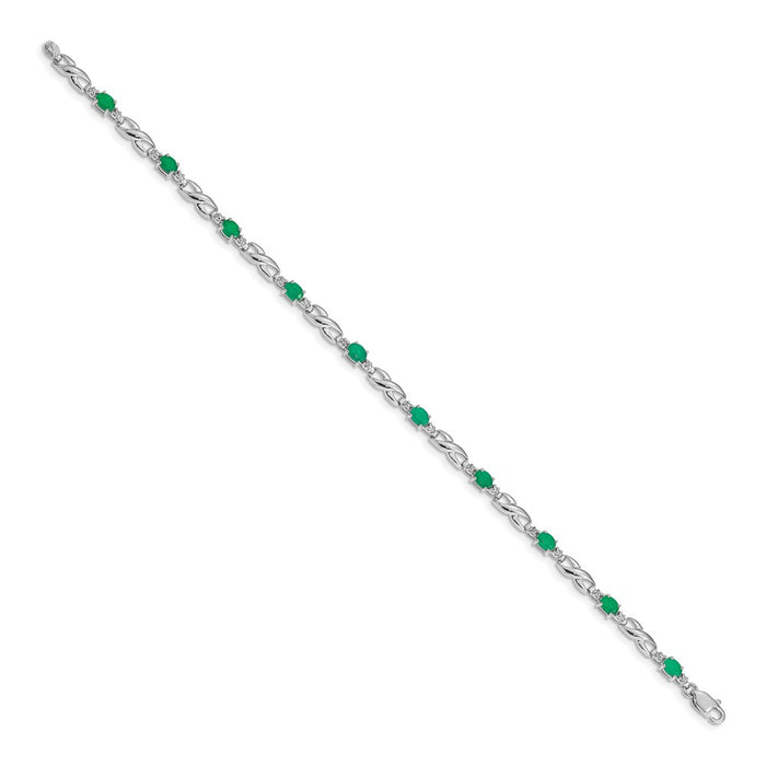 Shop Exclusive 14K White Gold Bracelet with Emeralds & Diamonds - Stylish Value!-2
