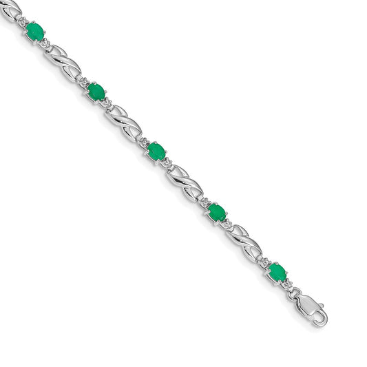 Shop Exclusive 14K White Gold Bracelet with Emeralds & Diamonds - Stylish Value!