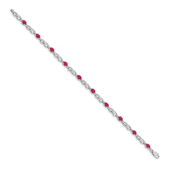 Buy Exclusive 14K White Gold Ruby & Diamond Bracelet - Stylish, 7" Long!-2