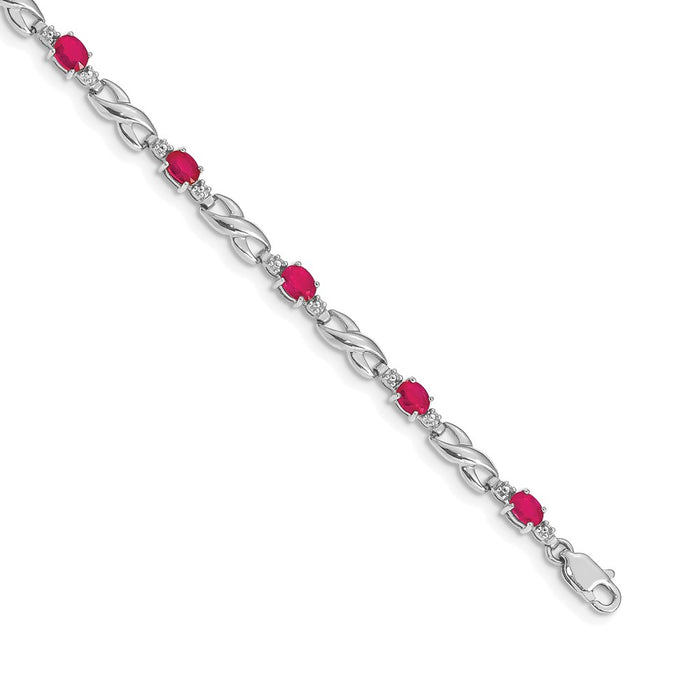 Buy Exclusive 14K White Gold Ruby & Diamond Bracelet - Stylish, 7" Long!-1