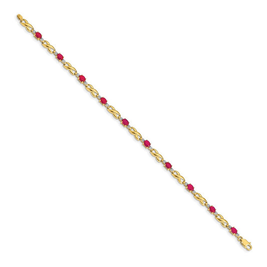 Exclusive 14K Gold Oval Ruby & Diamond Bracelet - Stylish Luxury Value