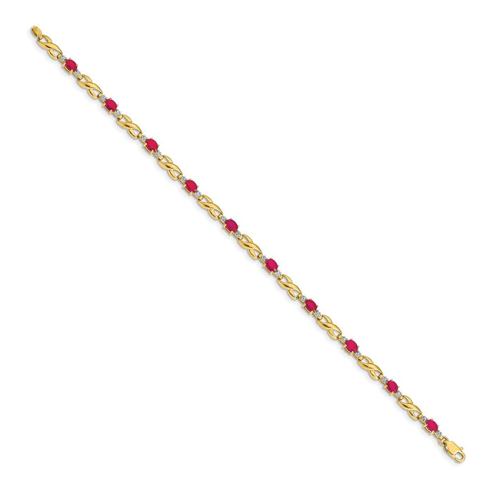 Exclusive 14K Gold Oval Ruby & Diamond Bracelet - Stylish Luxury Value-2