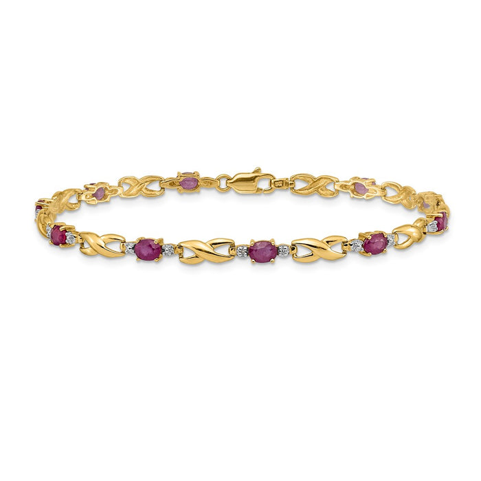 Exclusive 14K Gold Oval Ruby & Diamond Bracelet - Stylish Luxury Value-3