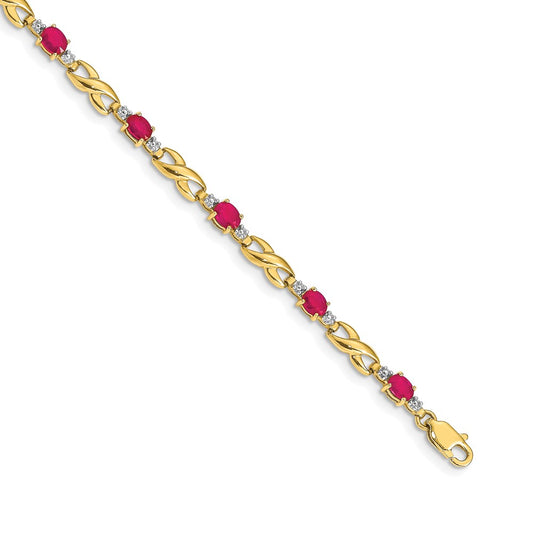 Exclusive 14K Gold Oval Ruby & Diamond Bracelet - Stylish Luxury Value