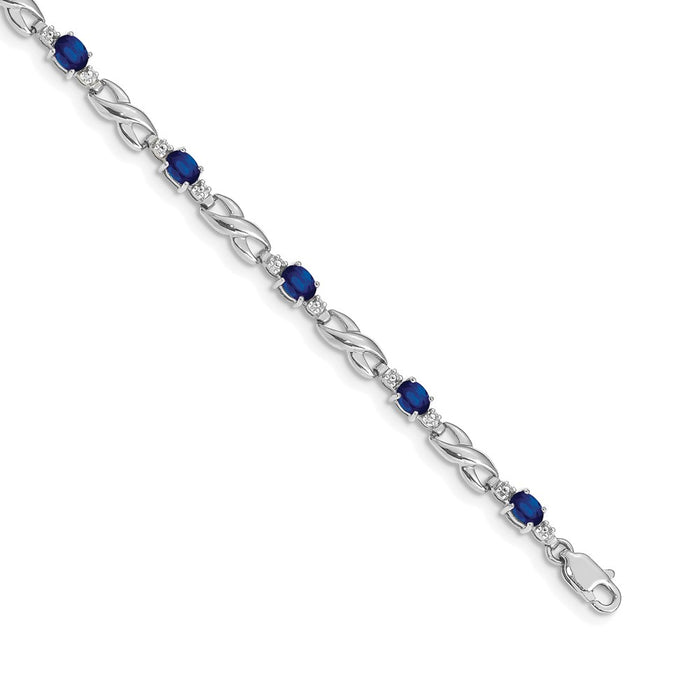 Exclusive 14K White Gold Bracelet with Diamonds & Sapphires - Stylish Value-1