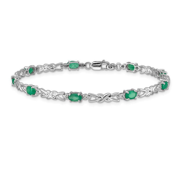 Exclusive 14K White Gold Bracelet with Diamonds & Emeralds - Stylish Luxury-3