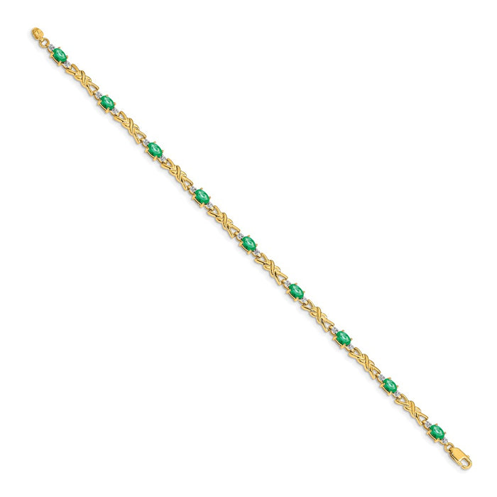 Shop Exclusive 14K Gold Oval Emerald & Diamond Bracelet - Stylish Elegance!-2