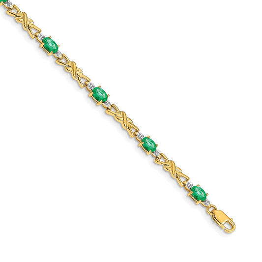 Shop Exclusive 14K Gold Oval Emerald & Diamond Bracelet - Stylish Elegance!
