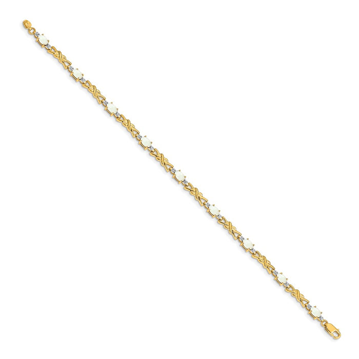 Shop Exclusive 14K Gold Oval Opal & Diamond Bracelet - Stylish Luxury Design-2