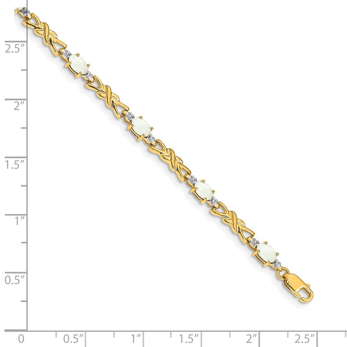 Shop Exclusive 14K Gold Oval Opal & Diamond Bracelet - Stylish Luxury Design-3