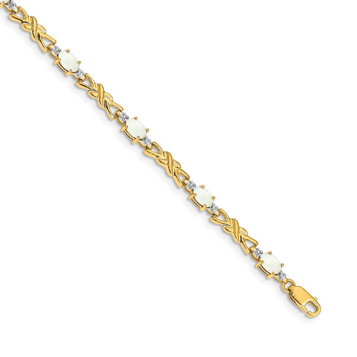 Shop Exclusive 14K Gold Oval Opal & Diamond Bracelet - Stylish Luxury Design-1