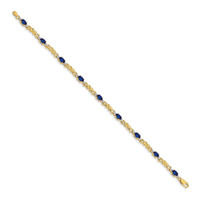 Exclusive 14K Gold Bracelet with Oval Sapphire & Diamonds - Stylish Luxury-2