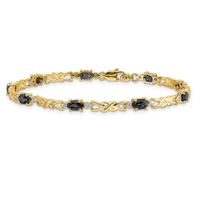 Exclusive 14K Gold Bracelet with Oval Sapphire & Diamonds - Stylish Luxury-3