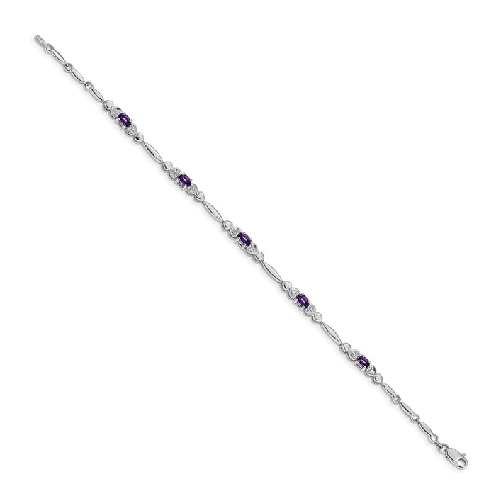 Shop Stylish 14K White Gold Amethyst & Diamond Bracelet - Luxury Value-2