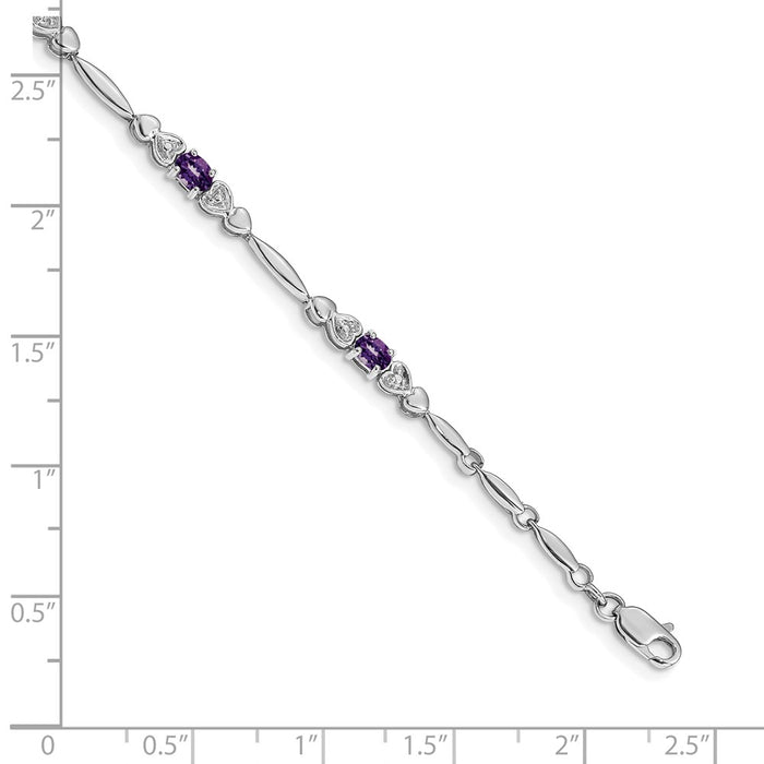 Shop Stylish 14K White Gold Amethyst & Diamond Bracelet - Luxury Value-3