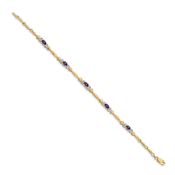 Shop Stylish 14K Gold Amethyst & Diamond Bracelet - 7" Length, Luxury Value-2