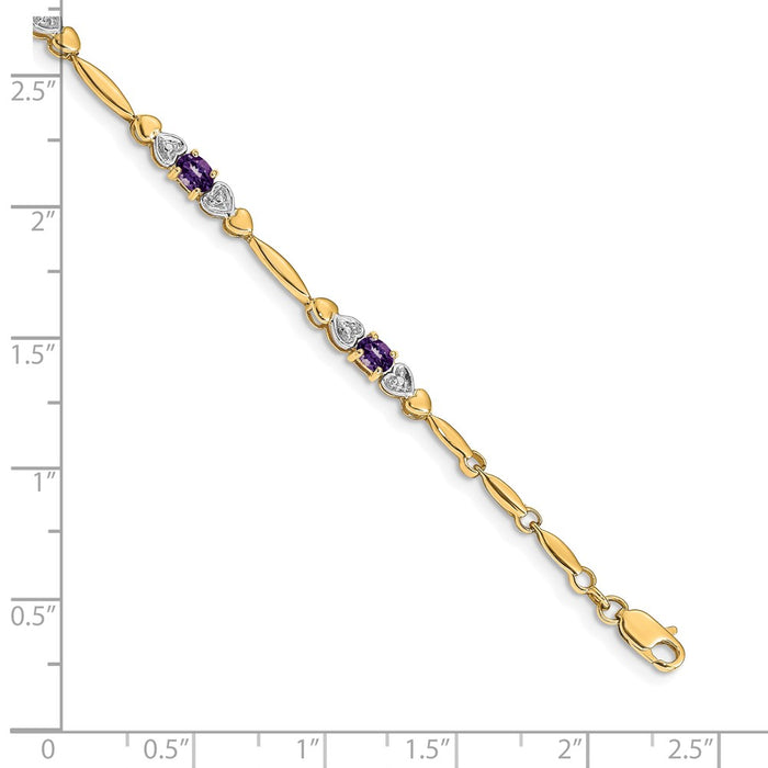 Shop Stylish 14K Gold Amethyst & Diamond Bracelet - 7" Length, Luxury Value-3