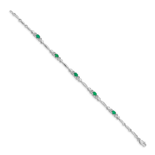 Shop Stylish 14K White Gold Bracelet with Diamonds & Emeralds - Luxury Value