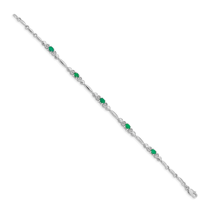 Shop Stylish 14K White Gold Bracelet with Diamonds & Emeralds - Luxury Value-2