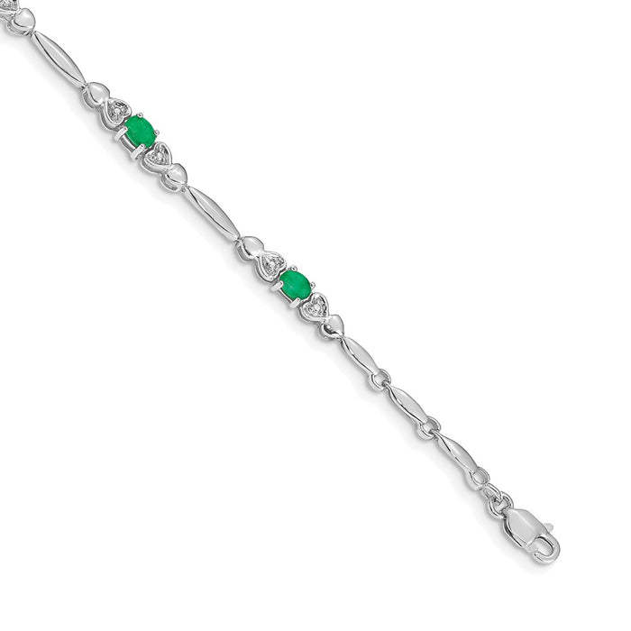 Shop Stylish 14K White Gold Bracelet with Diamonds & Emeralds - Luxury Value-1