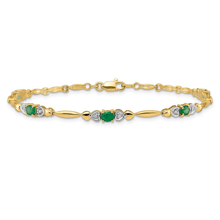 Buy Stylish 14K Gold Bracelet with Diamonds & Emeralds - Luxury Design-3