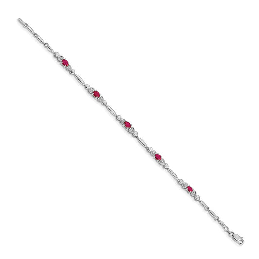 High-Quality 14K White Gold Ruby & Diamond Bracelet - Stylish Luxury Value