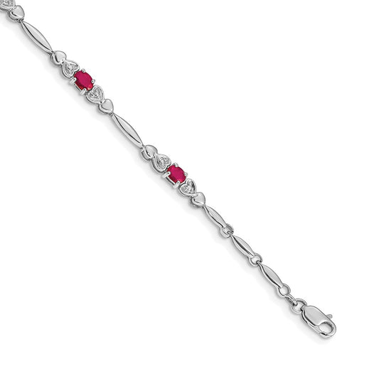 High-Quality 14K White Gold Ruby & Diamond Bracelet - Stylish Luxury Value