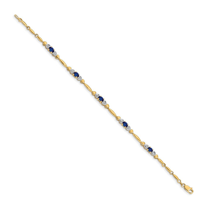Shop Stylish 14K Gold Bracelet with Diamonds & Sapphires, 7.5" Long-2