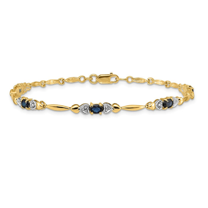 Shop Stylish 14K Gold Bracelet with Diamonds & Sapphires, 7.5" Long-3