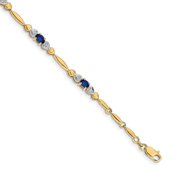Shop Stylish 14K Gold Bracelet with Diamonds & Sapphires, 7.5" Long-1