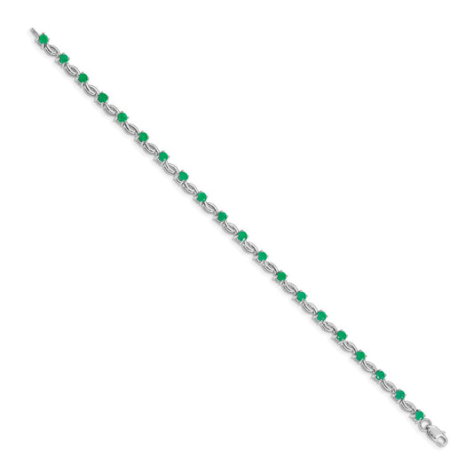 Shop Stylish 14K White Gold Emerald Bracelet - 7.5 inches, Luxury Jewelry Deal!