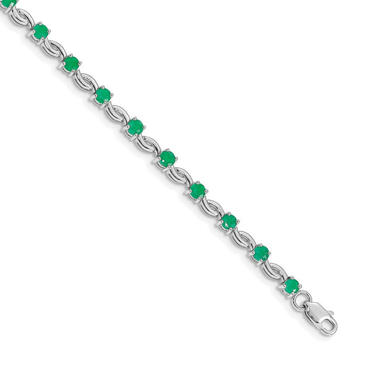 Shop Stylish 14K White Gold Emerald Bracelet - 7.5 inches, Luxury Jewelry Deal!