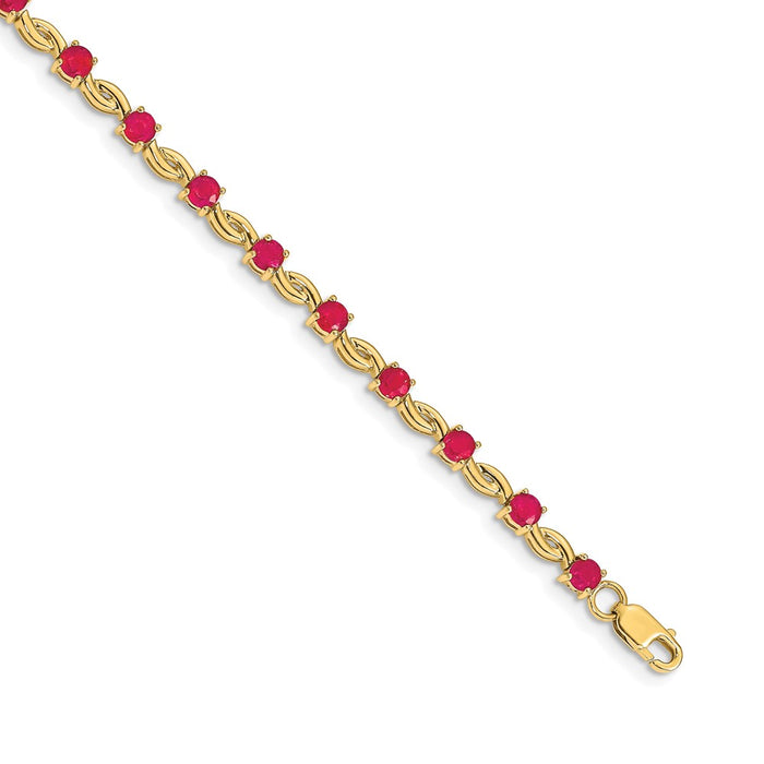 Shop Exclusive 14K Gold Oval Ruby Bracelet - Stylish Luxury at Affordable Price-1
