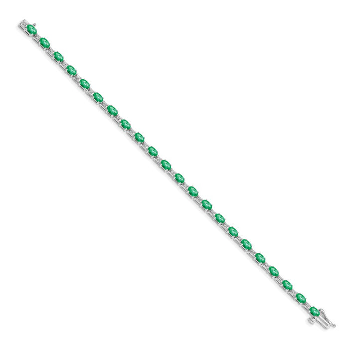 Shop 14K White Gold Bracelet with Diamonds & Emeralds - Stylish Luxury Jewelry-2