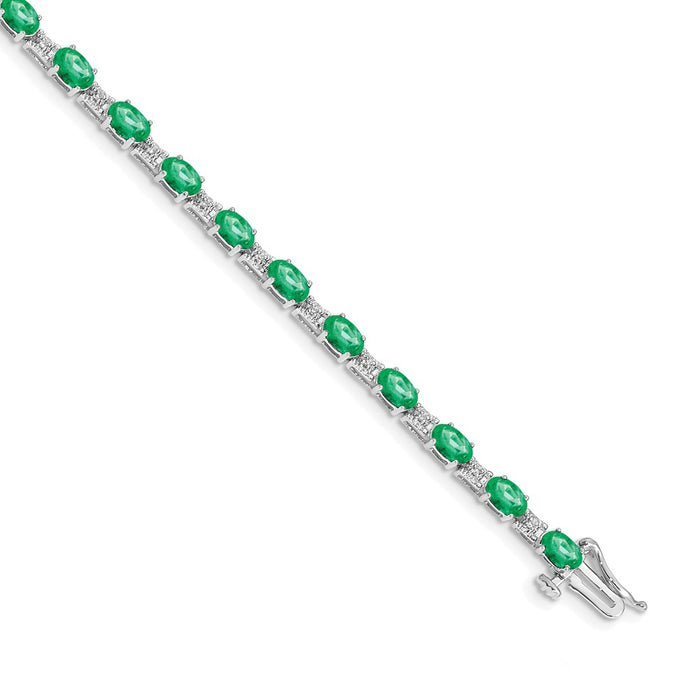 Shop 14K White Gold Bracelet with Diamonds & Emeralds - Stylish Luxury Jewelry-1
