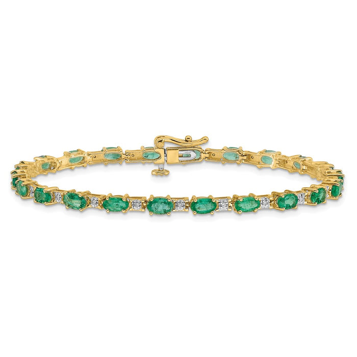 Exclusive 14K Gold Diamond & Emerald Bracelet - Stylish Luxury Jewelry-3