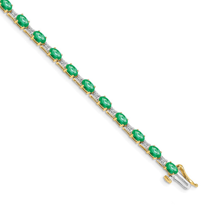 Exclusive 14K Gold Diamond & Emerald Bracelet - Stylish Luxury Jewelry-1